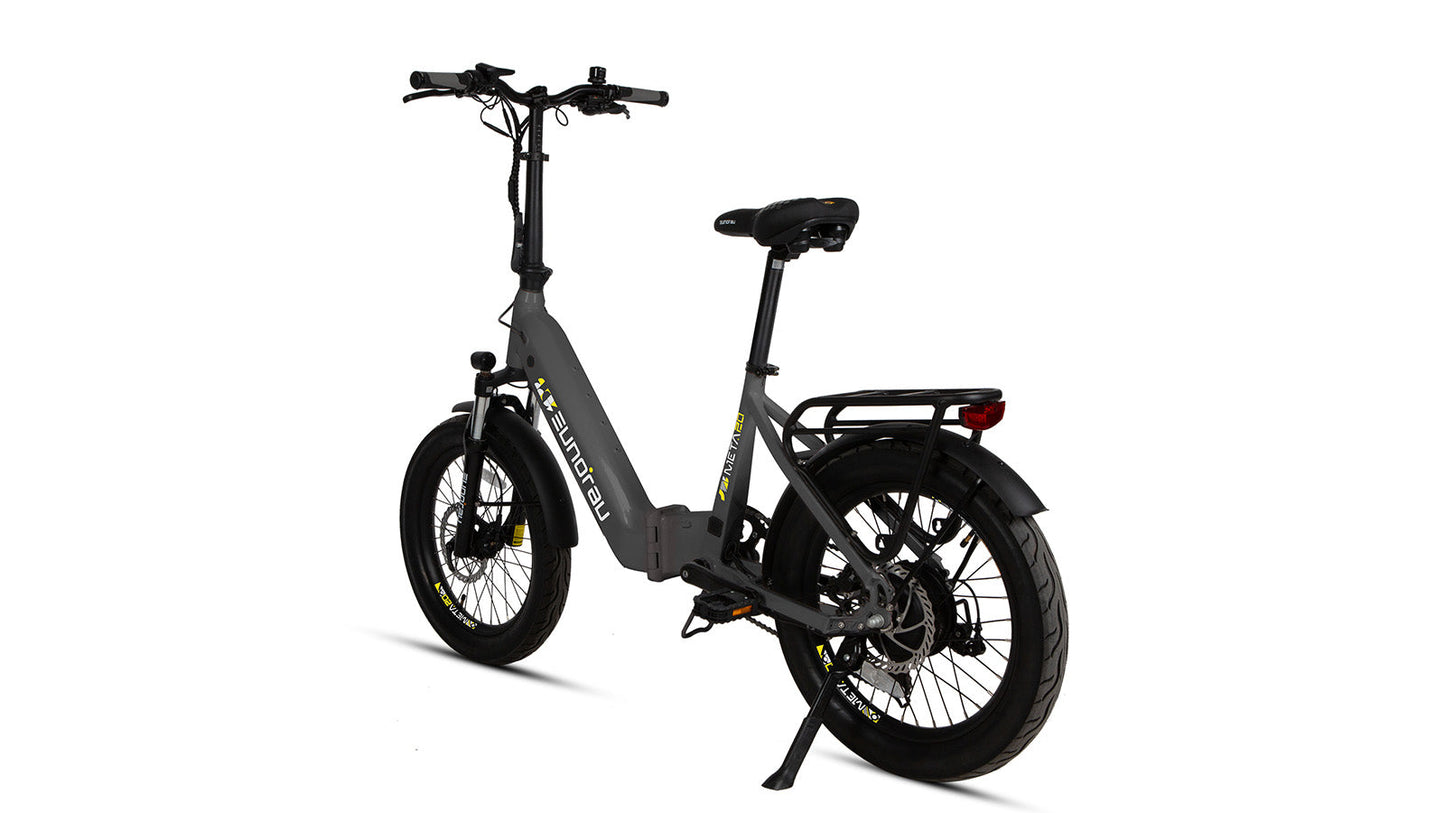 Meta20 City Electric Bike 48V 500W Hub Motor Dual Battery 100 Mile Range Optional Second Battery 15Ah 286 Lb Payload