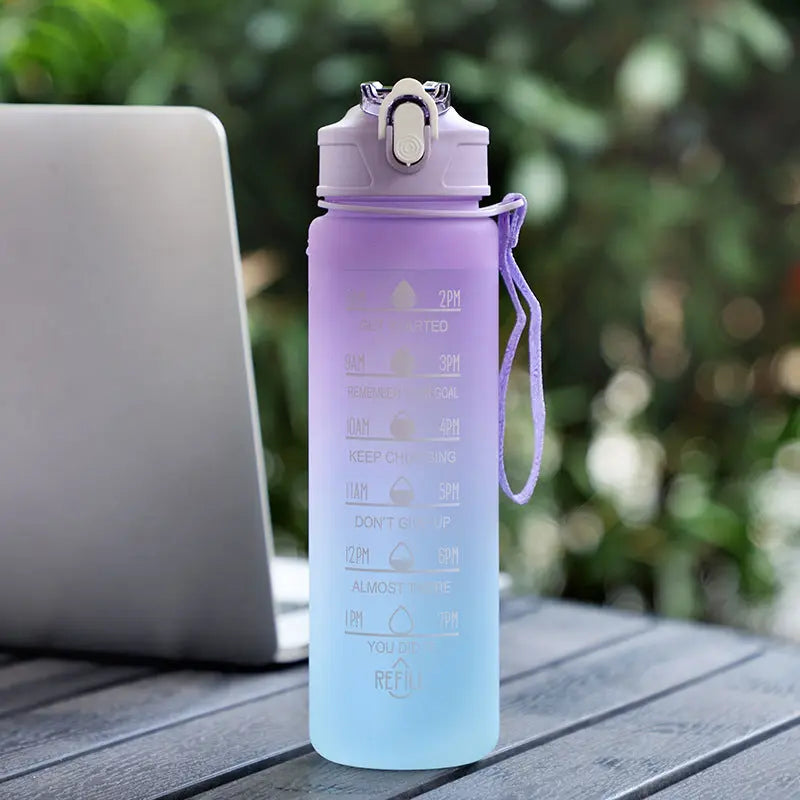 Large Capacity Sports Plastic Scale Water Bottle Portable Sports Bottle Portable Drinking Cup With Straw Okai