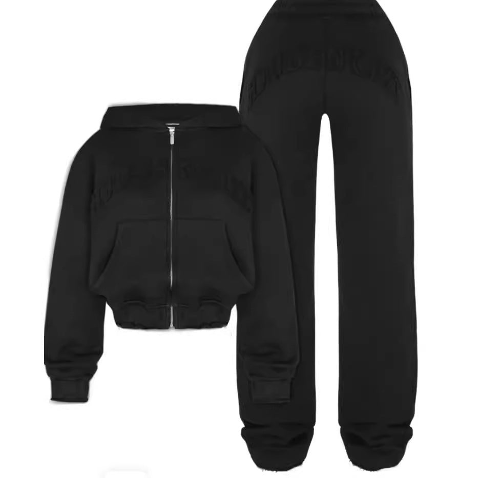 Hooded Tracksuit Set with 3D Effect for Women