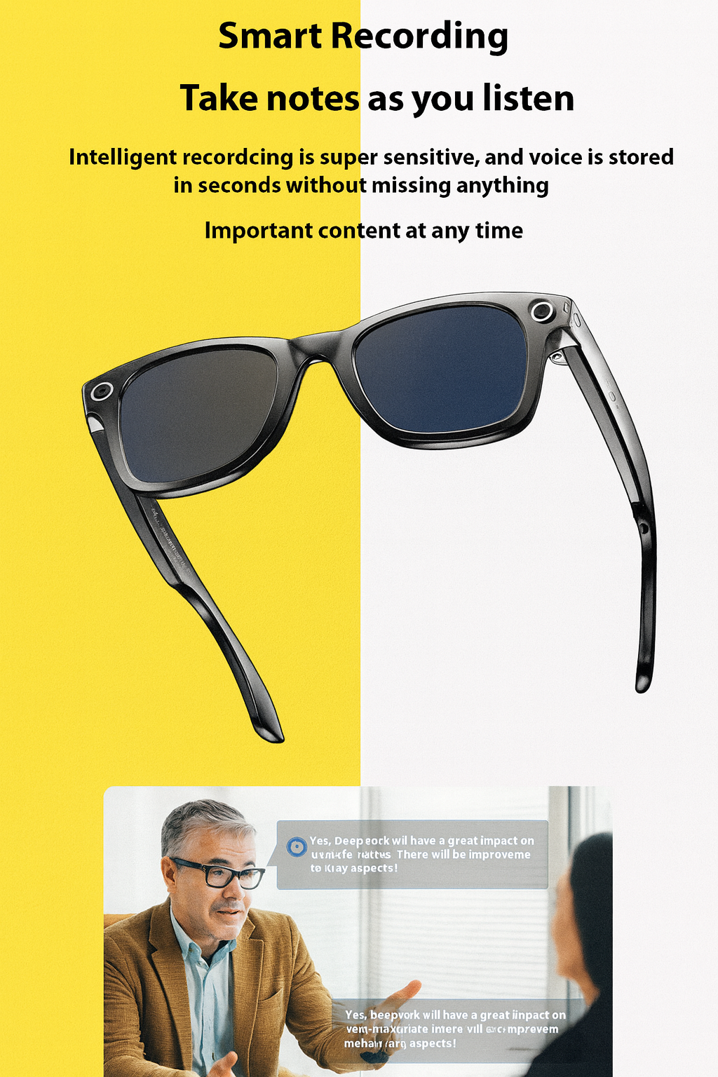 AI 3rd Gen Smart Bluetooth Glasses With Magnetic Frame