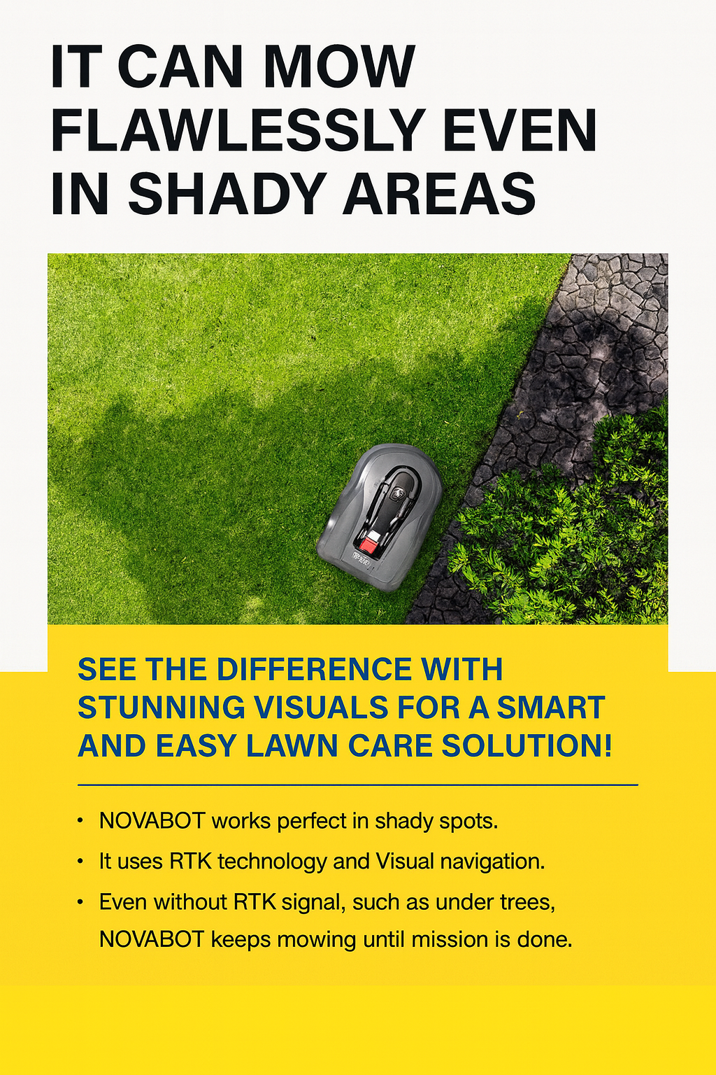 NOVABOT N2000 – AI-Powered Wire-Free Robotic Lawn Mower (RTK + Vision + ToF Navigation, TÜV Certified) by Swag House Store