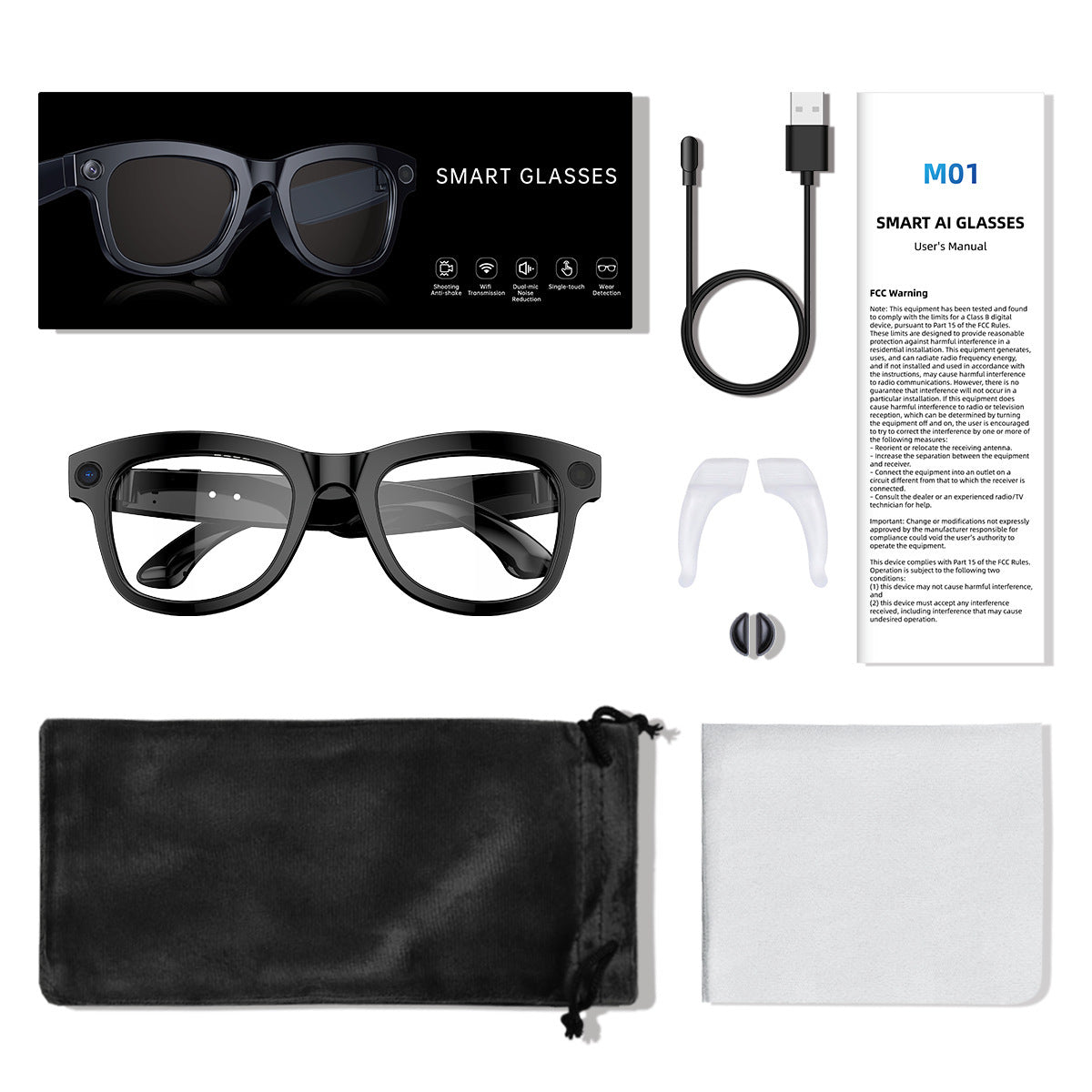 AI Smart Glasses – HD Camera, Object Recognition, and Real-Time Translation