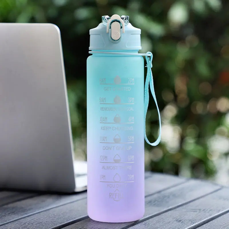 Large Capacity Sports Plastic Scale Water Bottle Portable Sports Bottle Portable Drinking Cup With Straw Okai