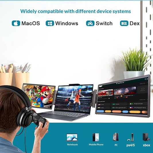 14-inch Dual-Screen Portable Monitor For Laptop External Display Extension