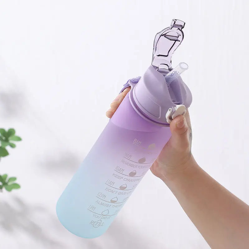Large Capacity Sports Plastic Scale Water Bottle Portable Sports Bottle Portable Drinking Cup With Straw Okai
