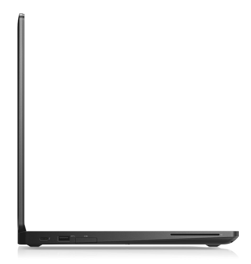 Dell Latitude 5590 14-inch light gaming laptop, side profile with ports visible, black.