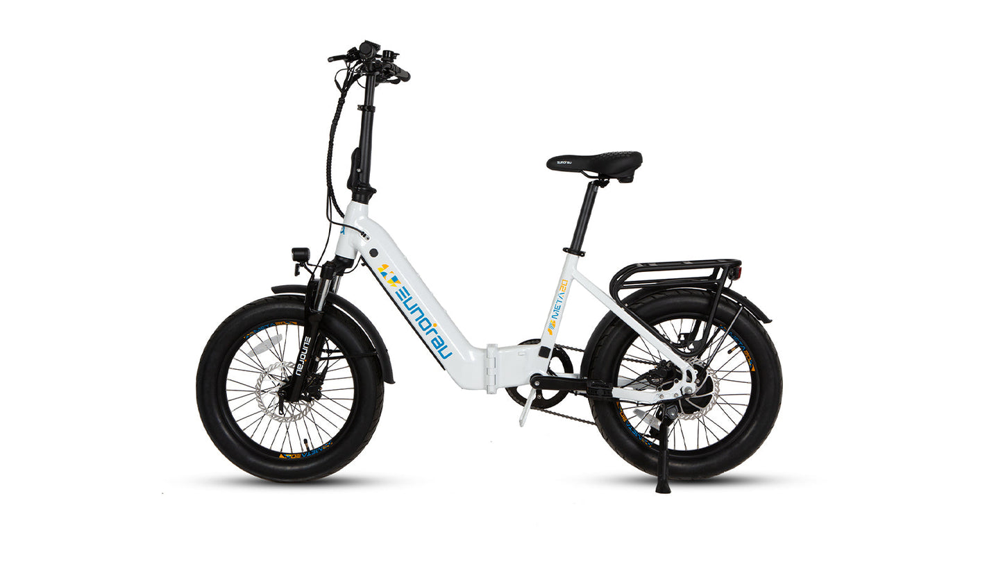 Meta20 City Electric Bike 48V 500W Hub Motor Dual Battery 100 Mile Range Optional Second Battery 15Ah 286 Lb Payload