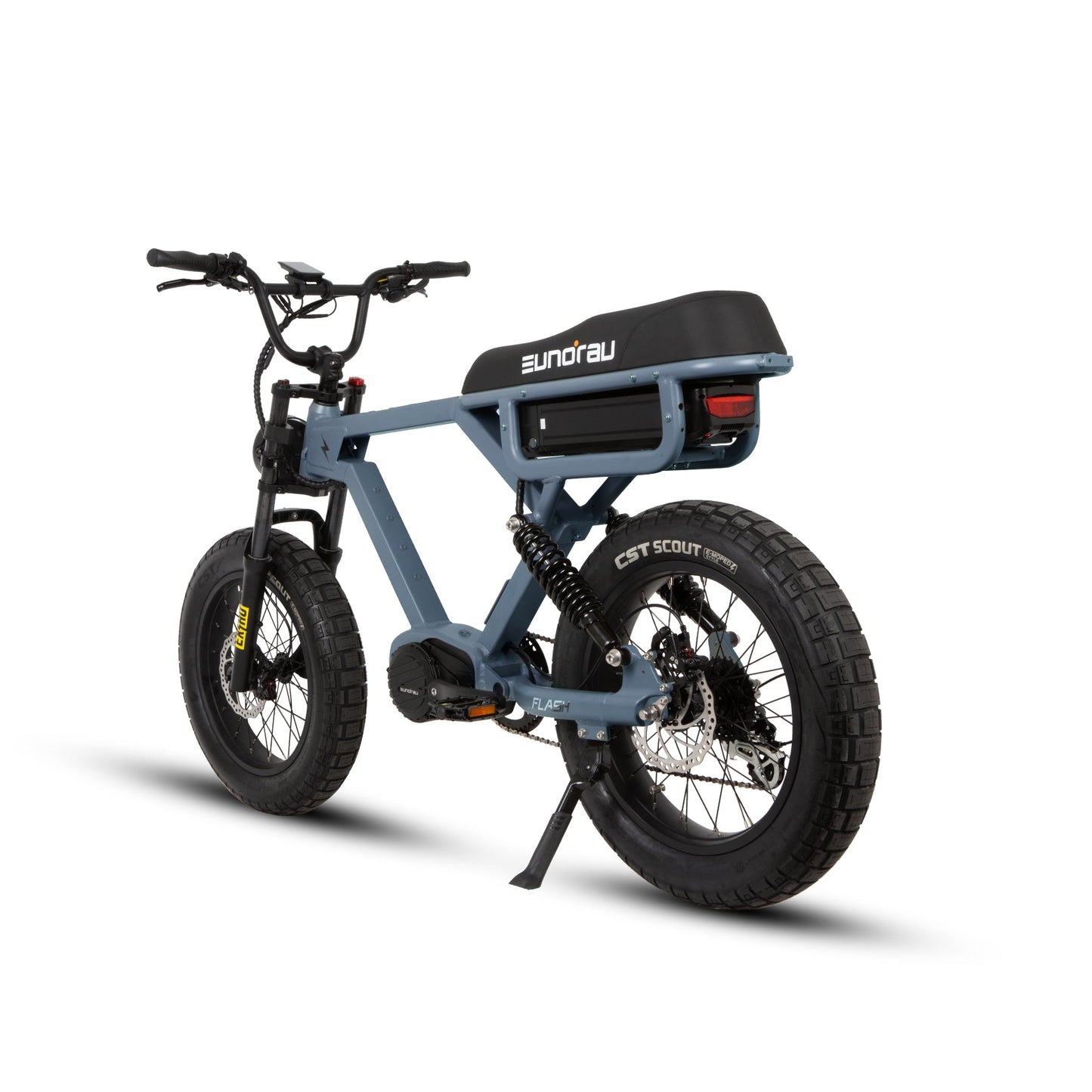 FLASH TWO POINT ZERO 52V 1000W Mid Drive Electric Bike Full Suspension 20 MPH 220 Mile Range Three Batteries