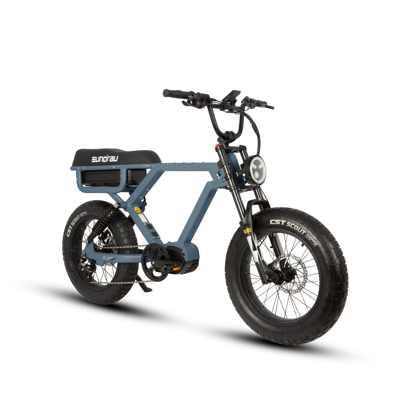 FLASH TWO POINT ZERO 52V 1000W Mid Drive Electric Bike Full Suspension 20 MPH 220 Mile Range Three Batteries