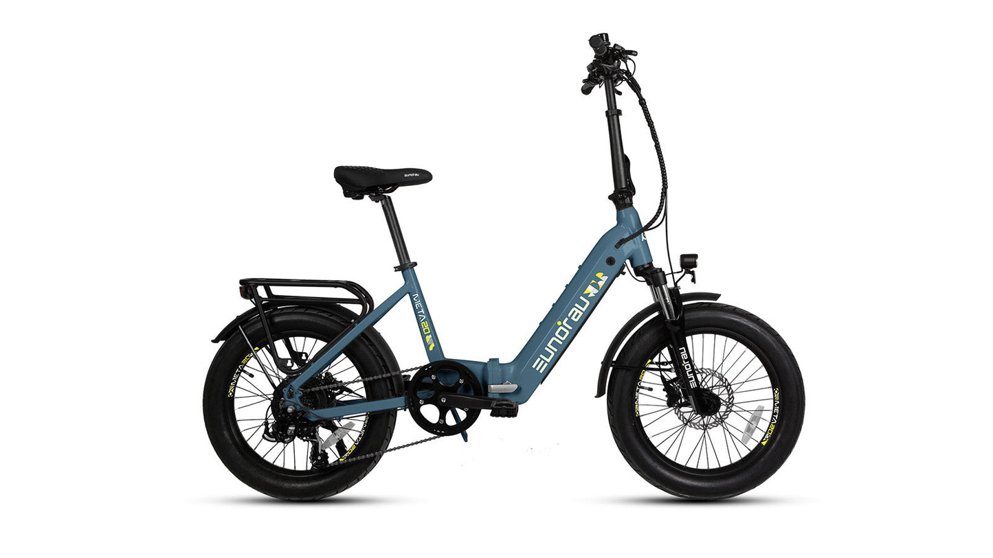 Meta20 City Electric Bike 48V 500W Hub Motor Dual Battery 100 Mile Range Optional Second Battery 15Ah 286 Lb Payload