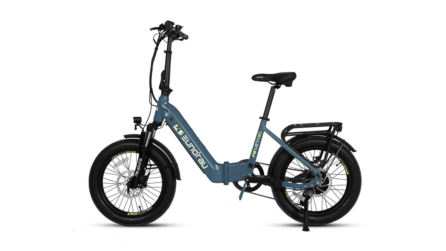 Meta20 City Electric Bike 48V 500W Hub Motor Dual Battery 100 Mile Range Optional Second Battery 15Ah 286 Lb Payload