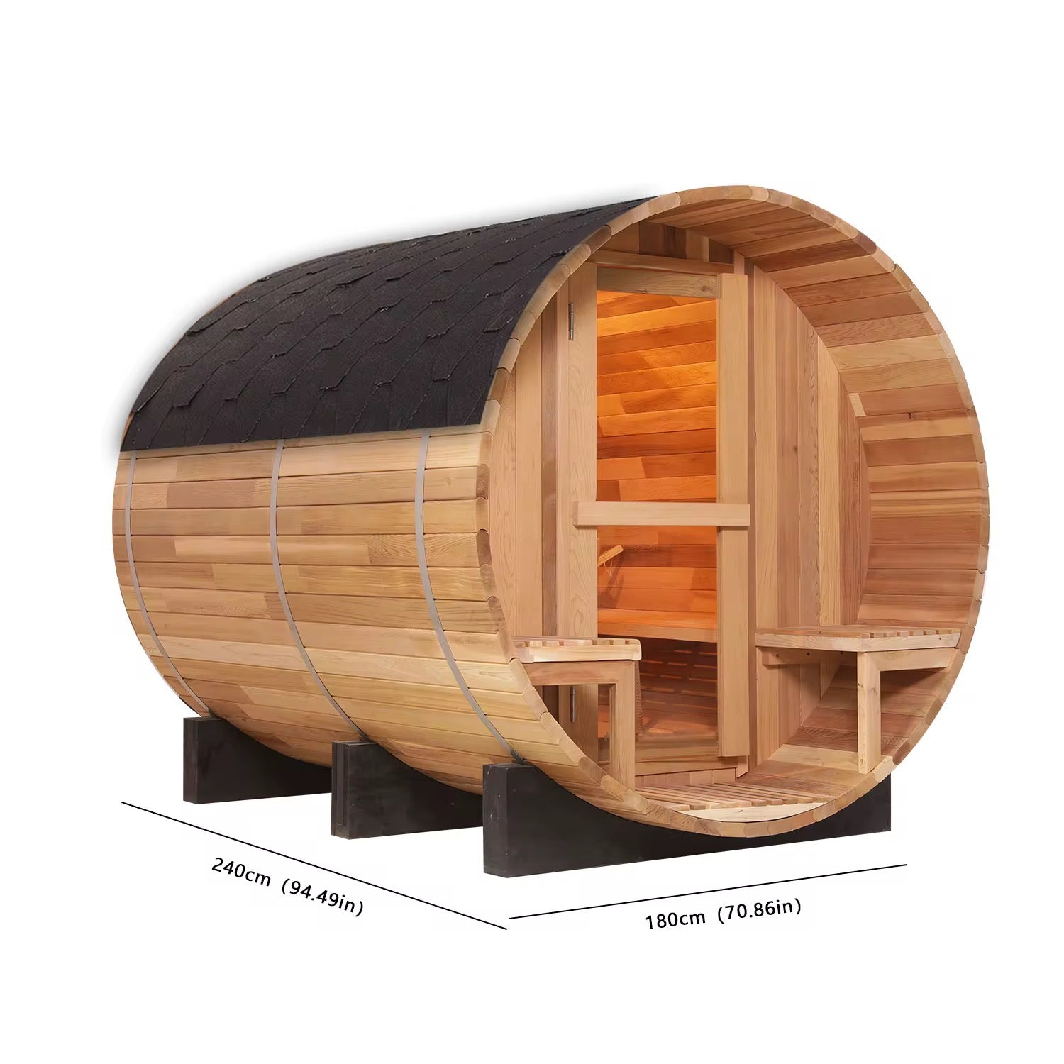 Luxury 6x8 Red Cedar Barrel Sauna – 4–6 Person Outdoor Steam Sauna