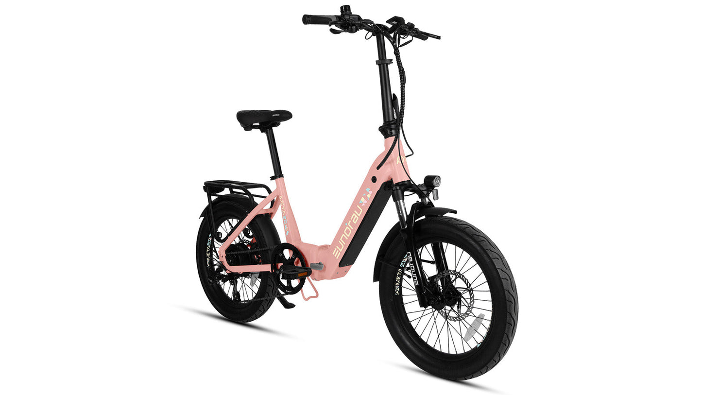 Meta20 City Electric Bike 48V 500W Hub Motor Dual Battery 100 Mile Range Optional Second Battery 15Ah 286 Lb Payload