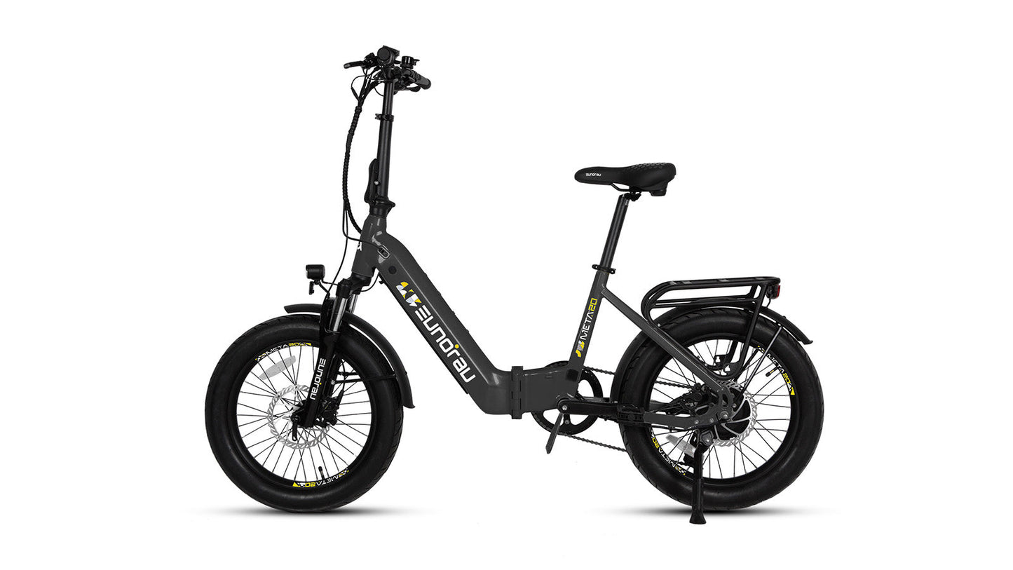 Meta20 City Electric Bike 48V 500W Hub Motor Dual Battery 100 Mile Range Optional Second Battery 15Ah 286 Lb Payload