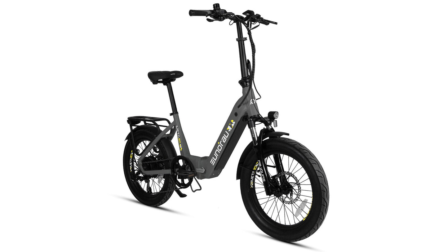 Meta20 City Electric Bike 48V 500W Hub Motor Dual Battery 100 Mile Range Optional Second Battery 15Ah 286 Lb Payload