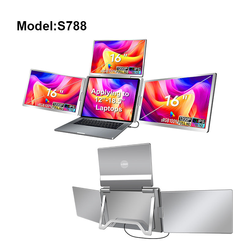 Portable Triple-Screen Laptop Monitor – Connect 3 Monitors with One Cable | USB-C Laptop Screen Extender