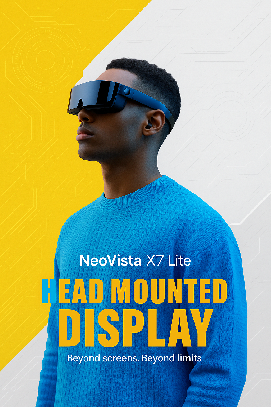 CORNMI NeoVista X7 Lite Smart 3D Head-Mounted Display – 800” Virtual Screen – 1080p Micro-OLED – 60 Hz – 750 nits – USB-C – Lightweight 8 oz – Black