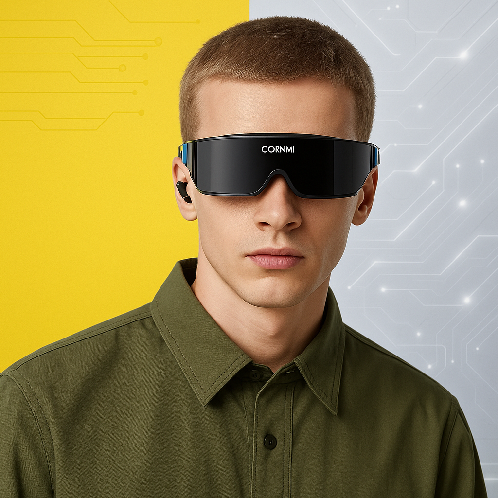 CORNMI NeoVista X7 Lite Smart 3D Head-Mounted Display – 800” Virtual Screen – 1080p Micro-OLED – 60 Hz – 750 nits – USB-C – Lightweight 8 oz – Black