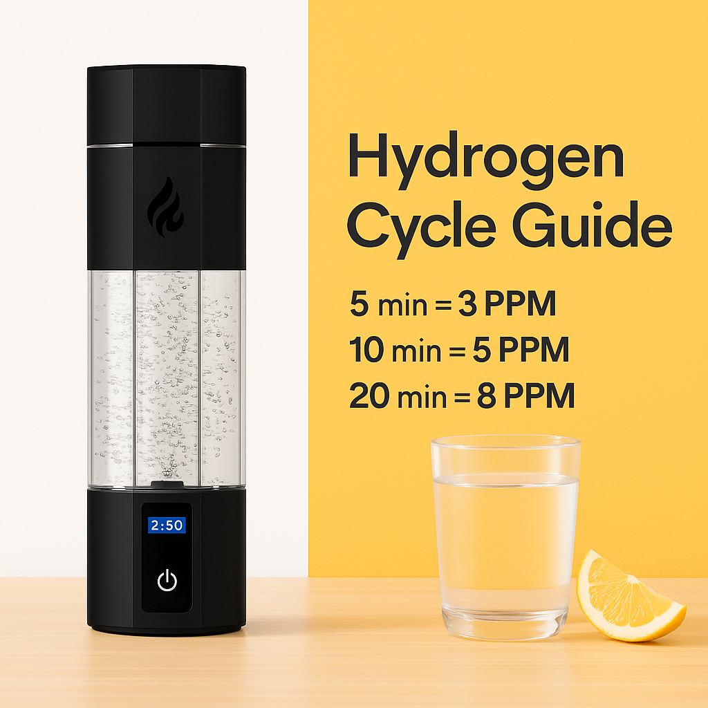 Hydrogen Water Bottle – 300ml | Ultra-High 10,000ppb | SPE/PEM Tech + Wireless Charging