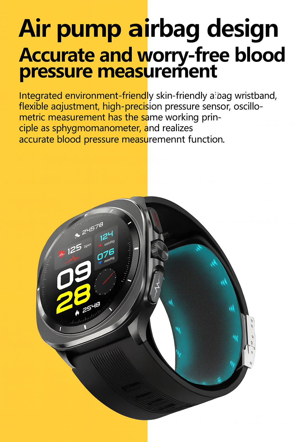 Smart Health Management Watch – ECG + Blood Pressure + NFC