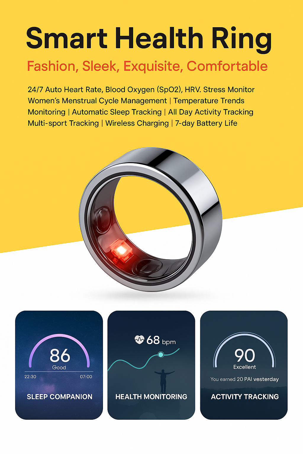Smart Health Ring – Advanced Wellness Tracker (Oura Alternative)