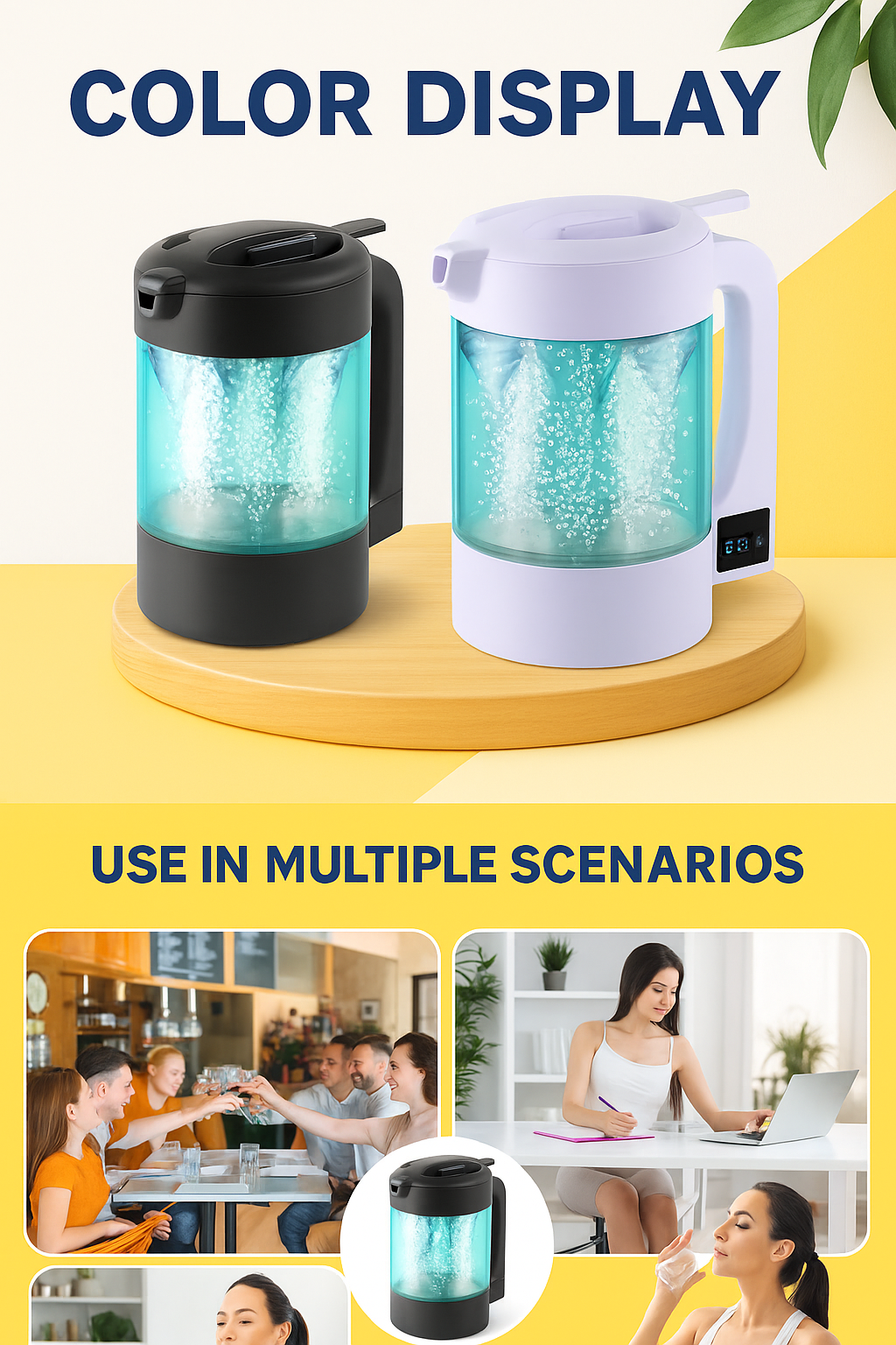 Hydrogen Water Pitcher – 1.8L | Premium PEM/SPE Technology (Certified + 10,000mAh Rechargeable)