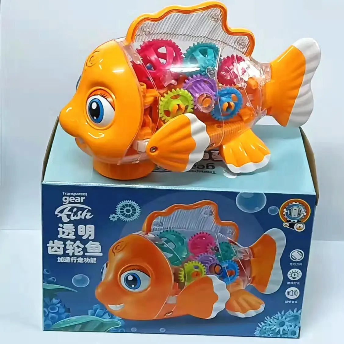 Electric Gear Goldfish Toys Lights Music Universal Walking Swag House