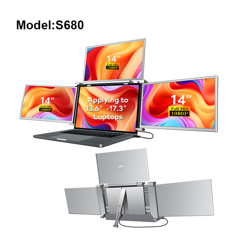 Portable Triple-Screen Laptop Monitor – Connect 3 Monitors with One Cable | USB-C Laptop Screen Extender