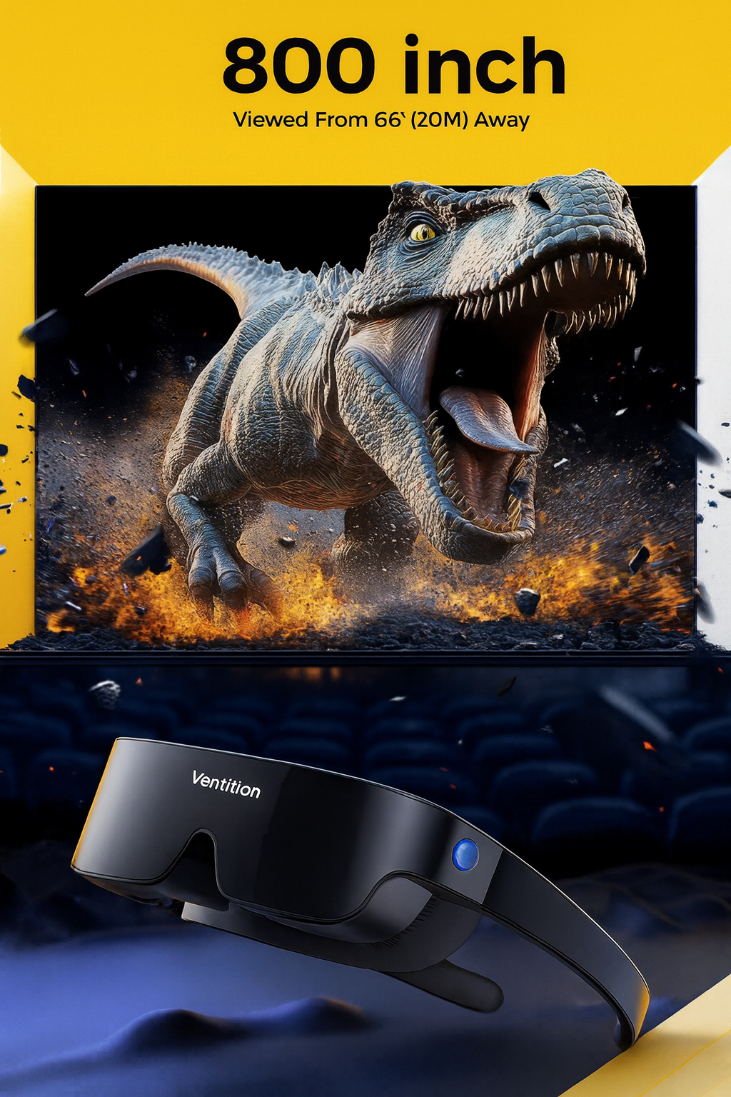 CORNMI NeoVista X7 Lite Smart 3D Head-Mounted Display – 800” Virtual Screen – 1080p Micro-OLED – 60 Hz – 750 nits – USB-C – Lightweight 8 oz – Black