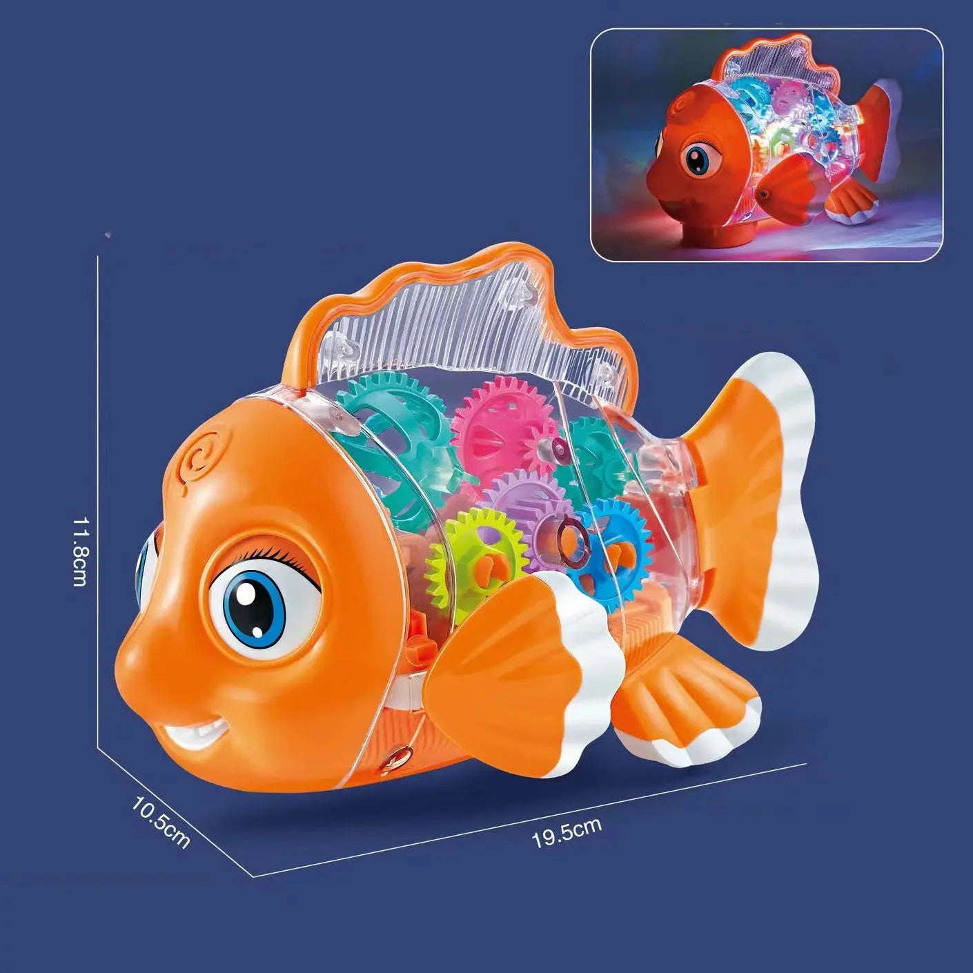 Electric Gear Goldfish Toys Lights Music Universal Walking Swag House