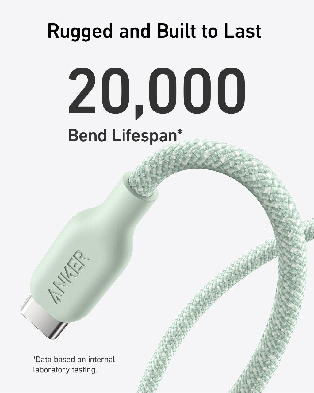 Anker 543 USB-C To USB-C Cable Bio-Braided 6 Ft Fast Charging Nylon Cable With Bio-Based Nylon Exterior