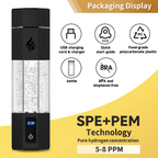 Hydrogen Water Bottle – 300ml | Ultra-High 10,000ppb | SPE/PEM Tech + Wireless Charging