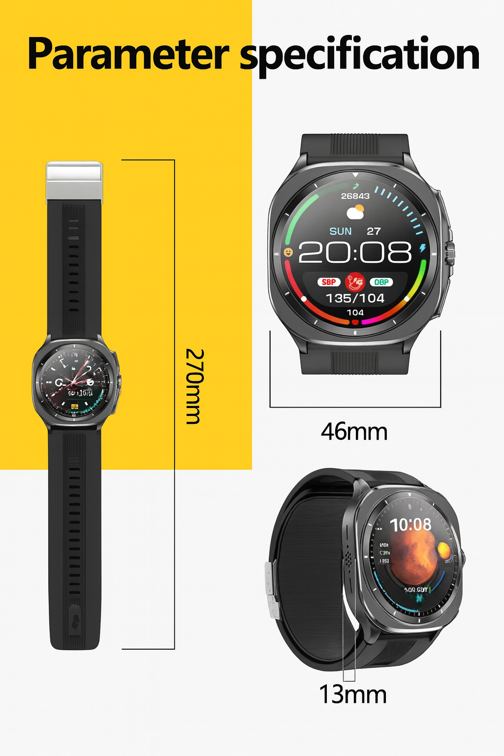 Smart Health Management Watch – ECG + Blood Pressure + NFC