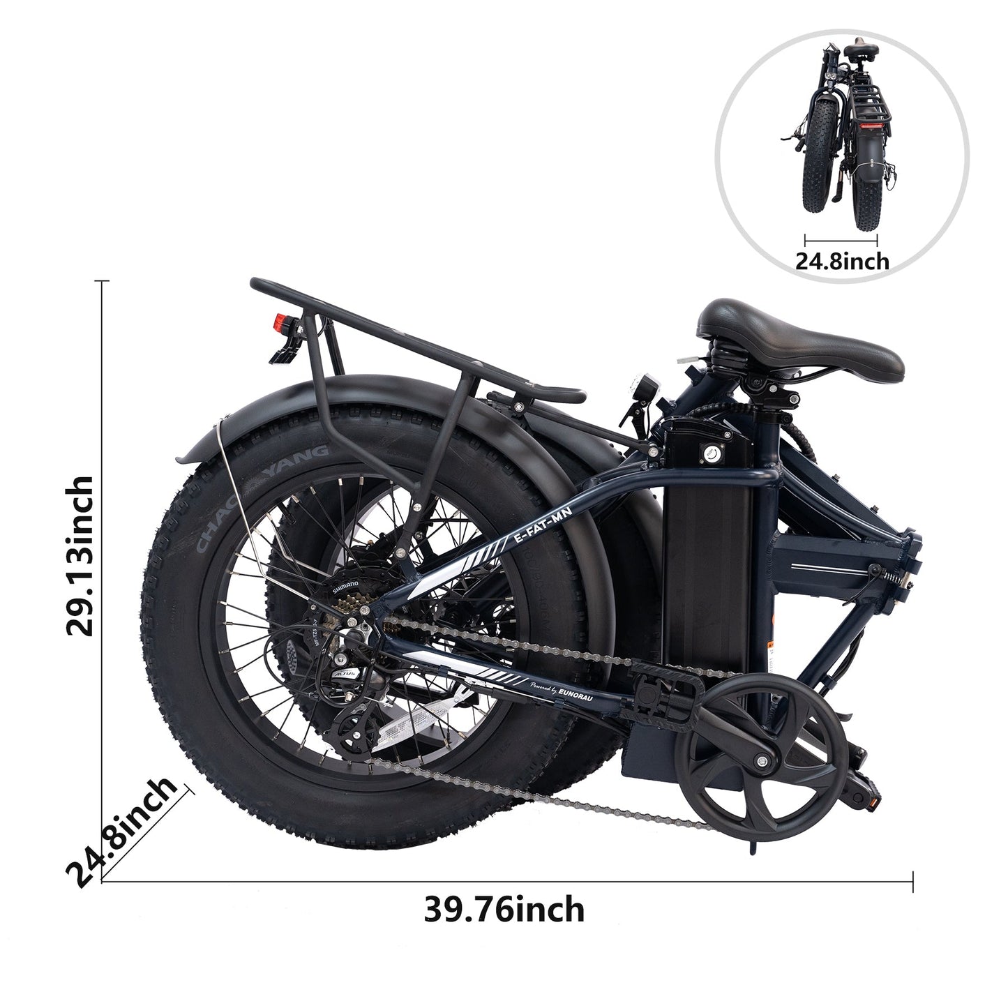 E-FAT-MN 20 Inch Fat Tire Electric Bike 48V 500W Rear Hub Motor Aluminum Frame 40-50 Mile Range 12.5Ah Battery