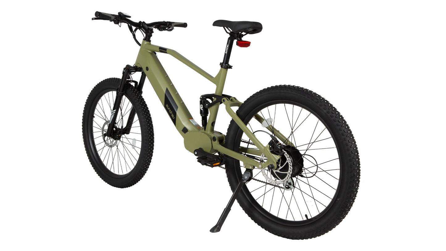 Defender 27.5x3.0 Electric Bike 500W Rear Motor Aluminum Frame Front Suspension 20 MPH 40 Mile Range Samsung Battery