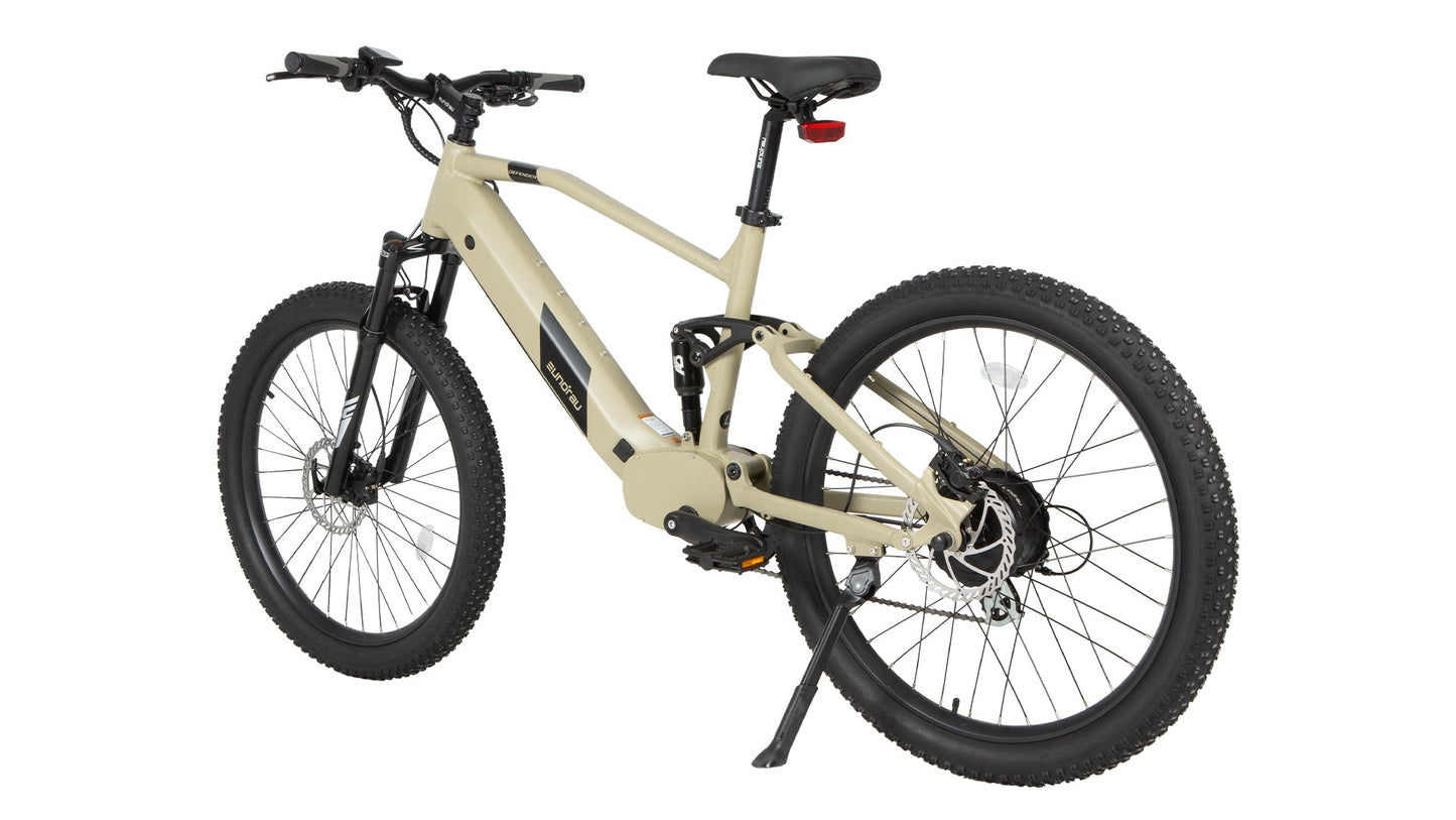 Defender 27.5x3.0 Electric Bike 500W Rear Motor Aluminum Frame Front Suspension 20 MPH 40 Mile Range Samsung Battery