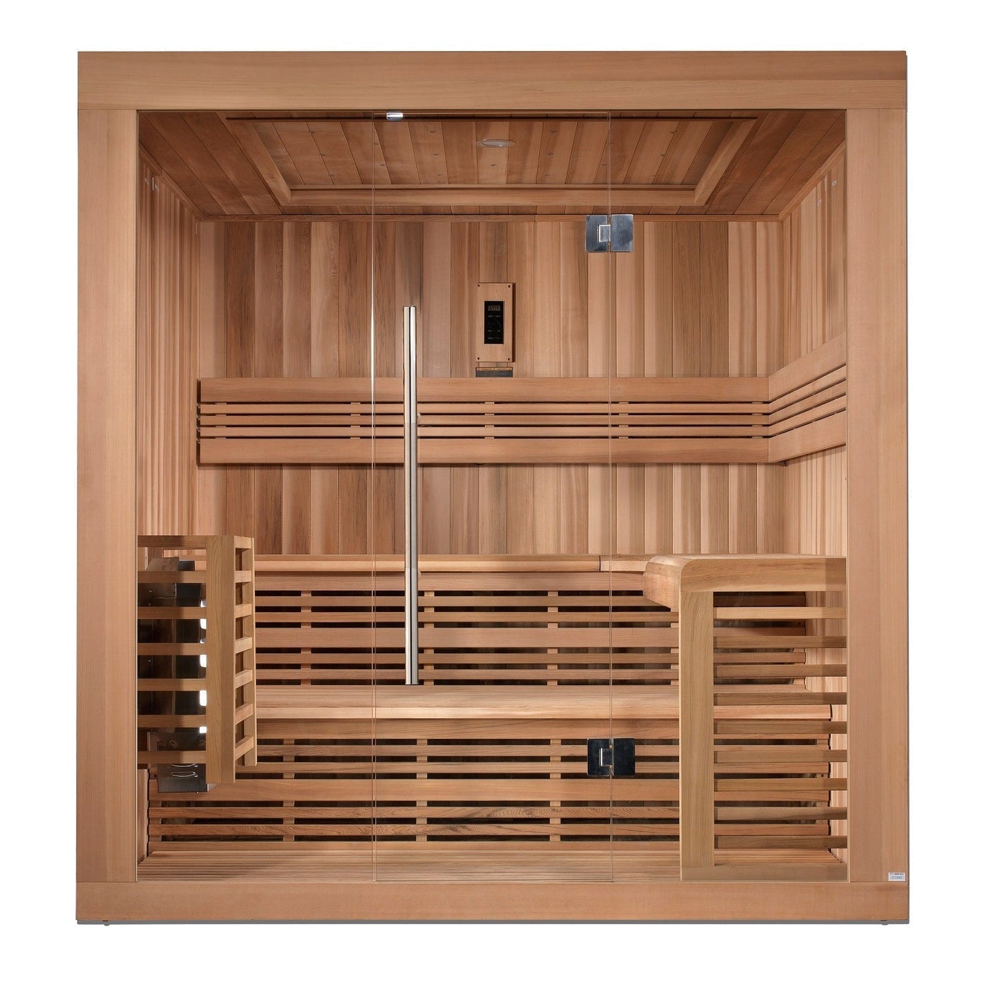 SAUNA EVOLUTION®  6 Person Indoor Double bench Steam Sauna Glass 18