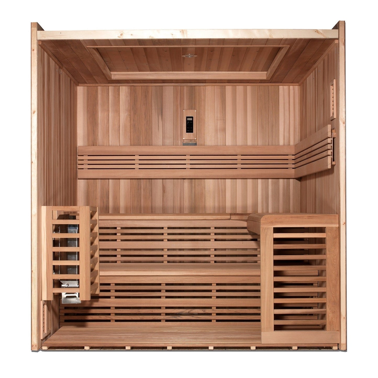 SAUNA EVOLUTION®  6 Person Indoor Double bench Steam Sauna Glass 18