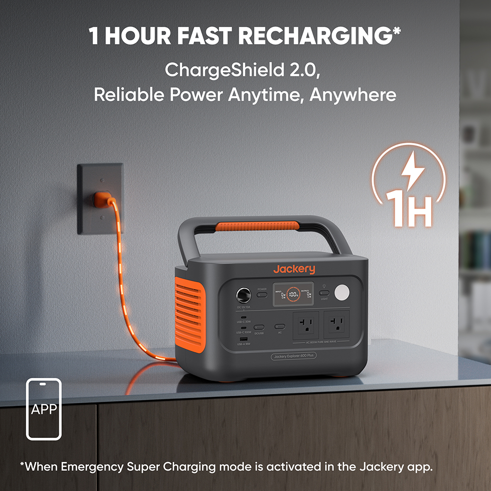 Jackery Explorer 600 V2 – Portable Power Station + 100W Air Solar Panel
