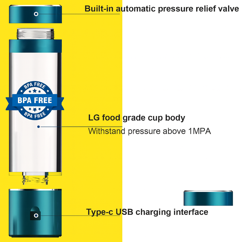 Hydrogen-Rich Water Bottle 260 ml – High-Pressure Electrolysis Cup with OLED Display and Anti-Oxidation Benefits