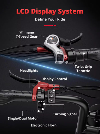 S8 Dual Motor Fat-Tire Electric Bike – 2000W Power, 31 MPH, 37 Mile Range by Swag House Store