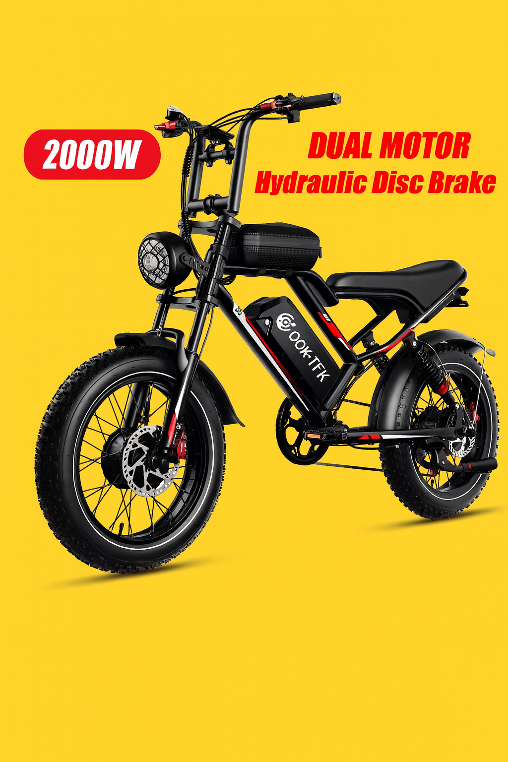 S8 Dual Motor Fat-Tire Electric Bike – 2000W Power, 31 MPH, 37 Mile Range