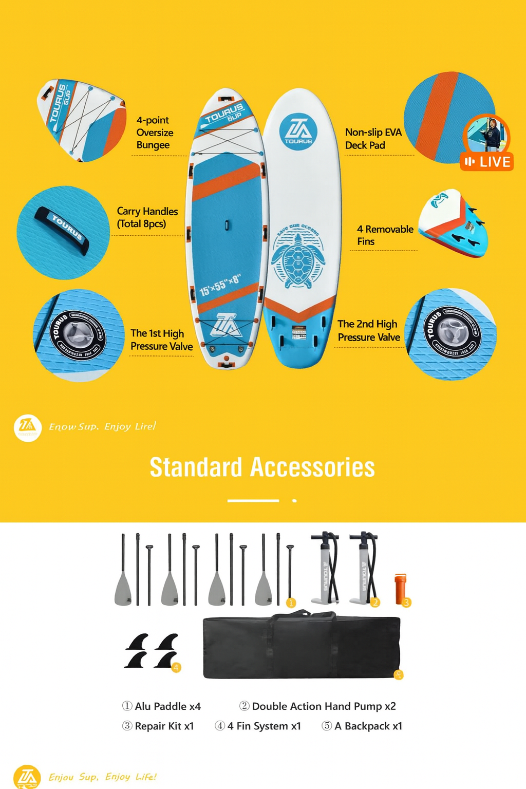Mega Inflatable SUP Board – 10 Person Paddle Board (5-Year Warranty + Complete Kit)