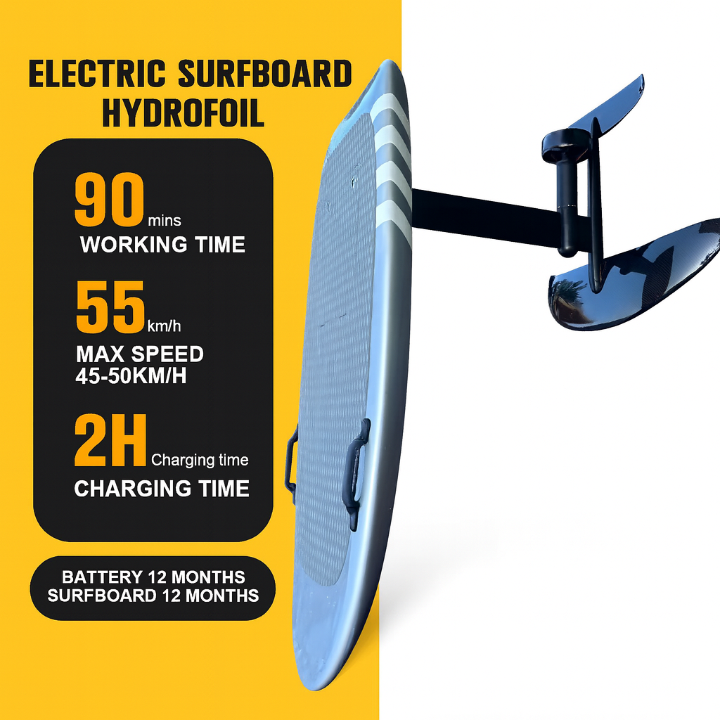 Electric Hydrofoil Surfboard – Carbon Fiber, 8kW Motor, 55 km/h Speed