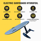 Electric Hydrofoil Surfboard – Carbon Fiber, 8kW Motor, 55 km/h Speed