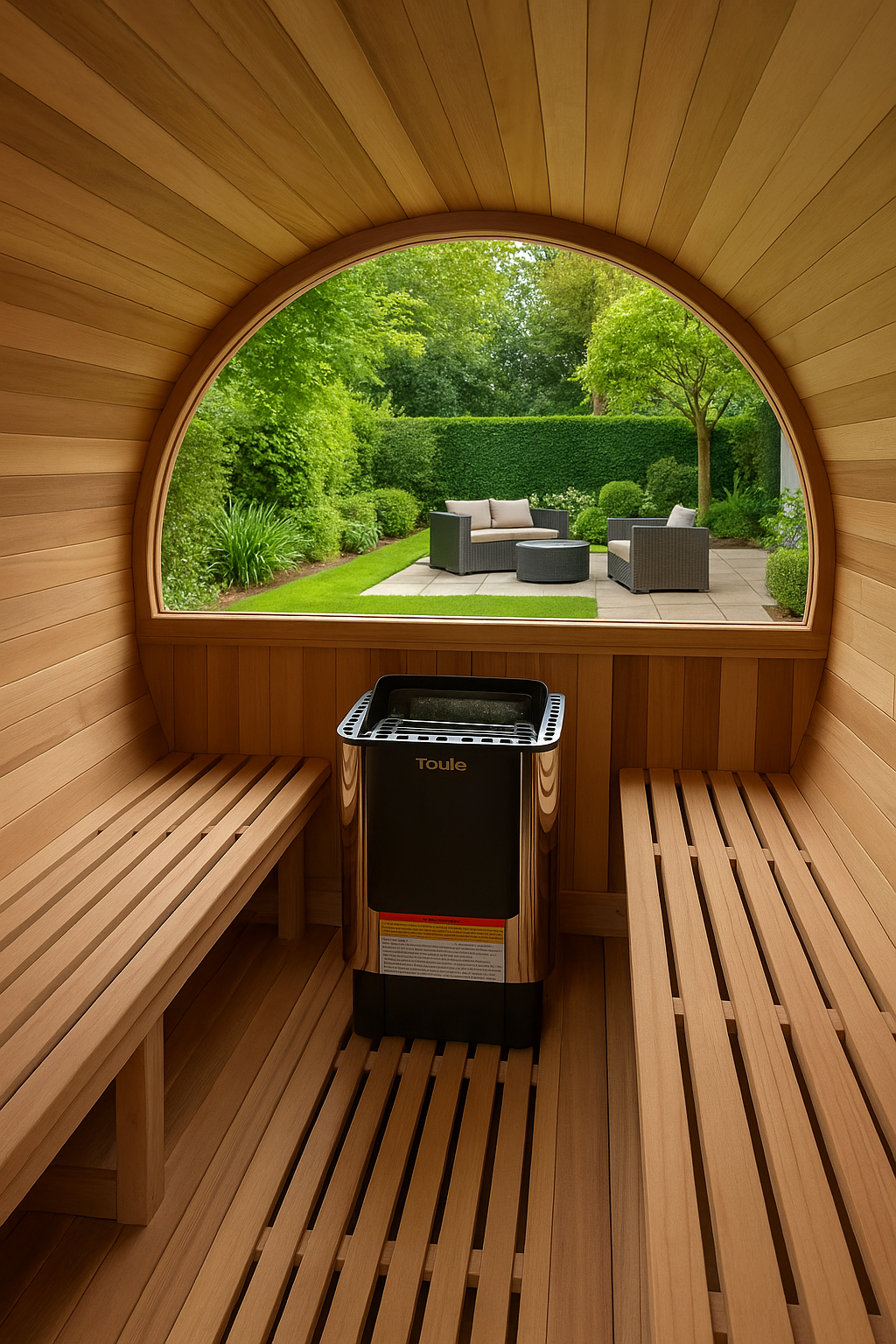Luxury 6x8 Red Cedar Barrel Sauna – 4–6 Person Outdoor Steam Sauna