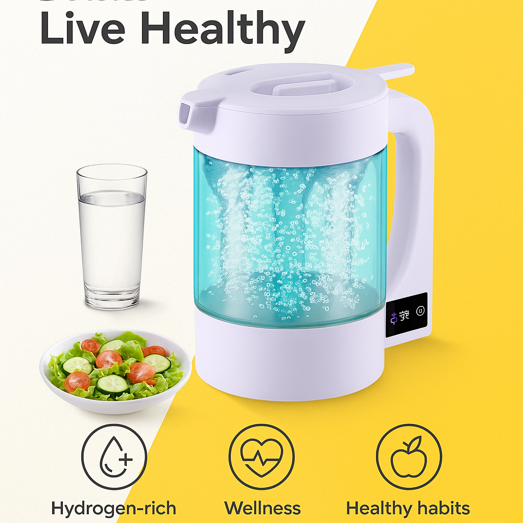 Hydrogen Water Pitcher – 1.8L | Premium PEM/SPE Technology (Certified + 10,000mAh Rechargeable)