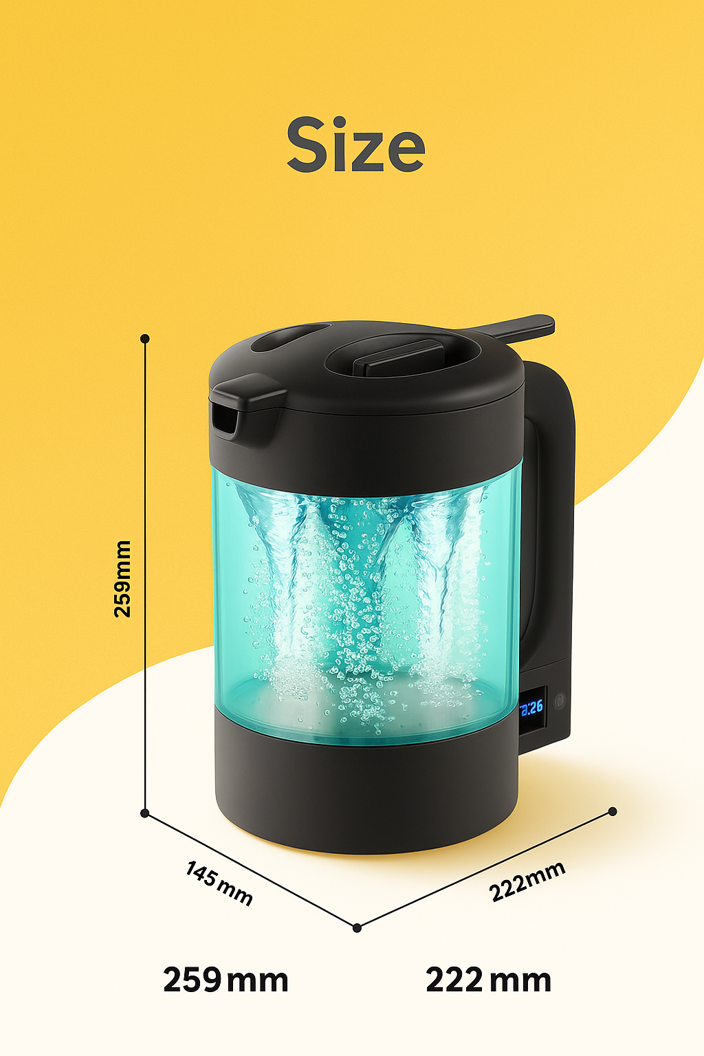 Hydrogen Water Pitcher – 1.8L | Premium PEM/SPE Technology (Certified + 10,000mAh Rechargeable)