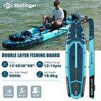 Inflatable Fishing Paddle Board – 12’4” Extra Wide Double-Layer SUP