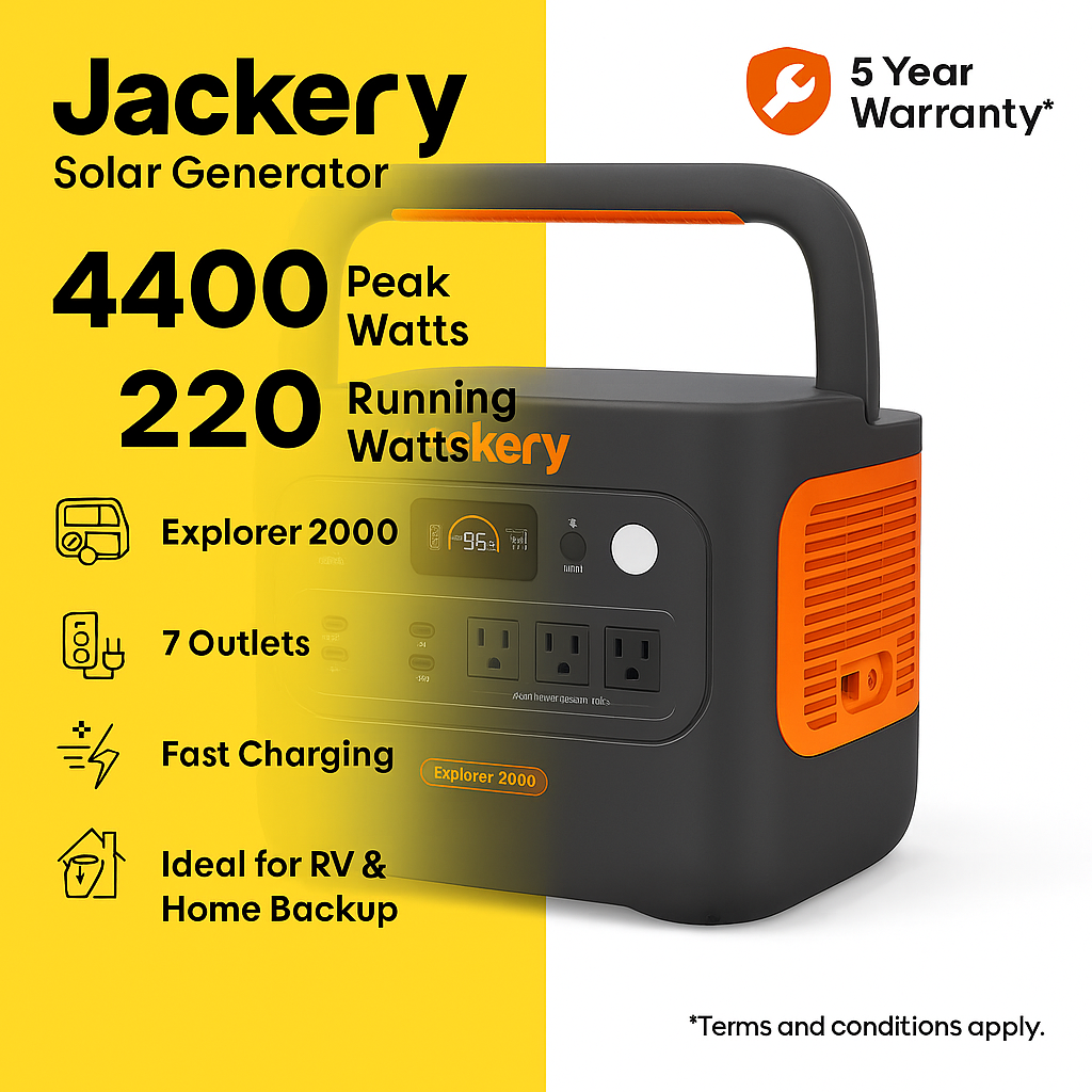 Jackery Explorer 2000 v2 Portable Power Station – 2042Wh | 2200W Output | LiFePO₄ Battery | Fast Recharge by Swag House Store